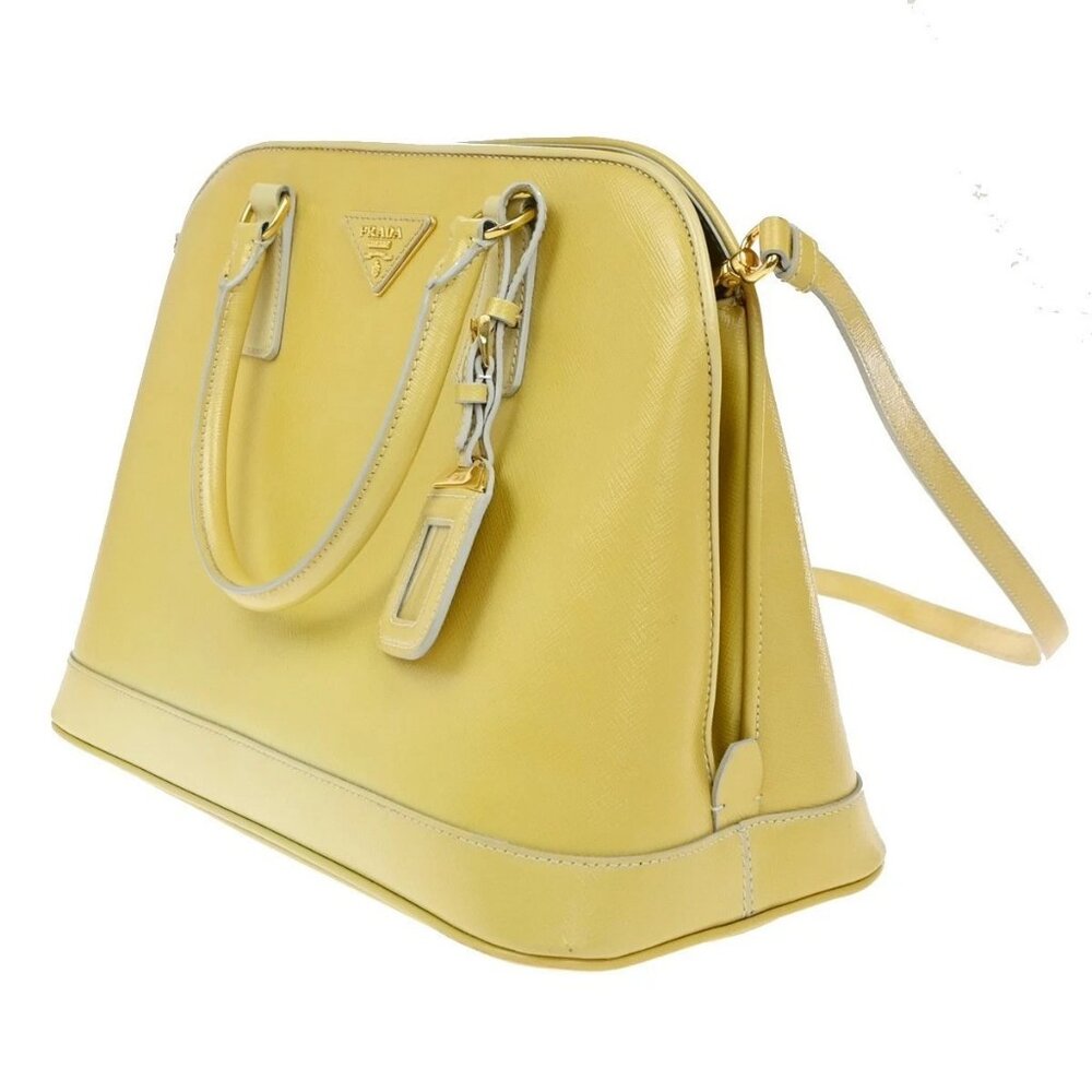 PRADA MILANO 2Way Shoulder Hand Bag Promenade Saffiano Leather Yellow 76EG323 - Picture 2 of 16